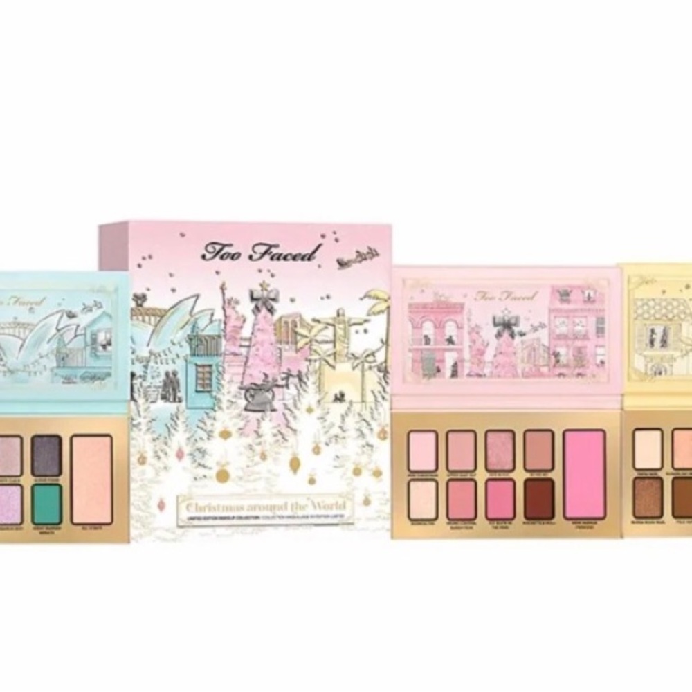 Too Faced Christmas around the World eye and cheek palettes NEW